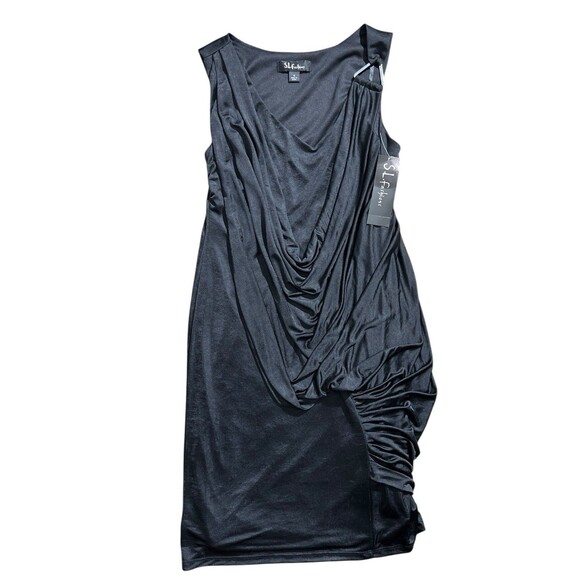 NWT SL Fashion Black drape Women's Y2K Grunge Goth Sz 6 - Picture 10 of 10